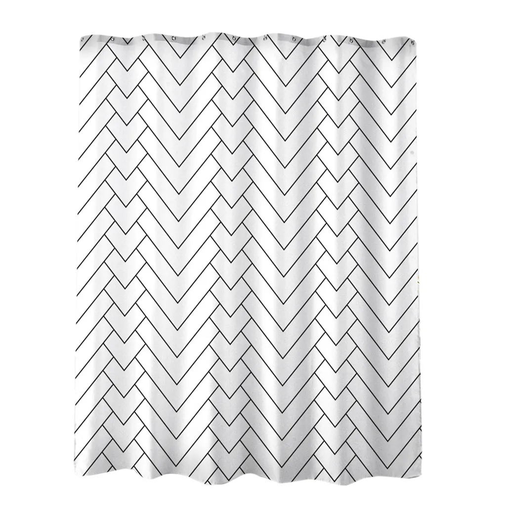 Качественная занавеска для душа в белую полоску водоотталкивающая устойчивая к