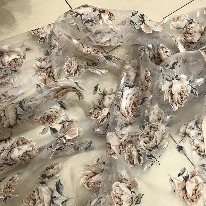 145 см X 100 см/лот печать цветочный узор ткань тюль для скатерти свадебное платье