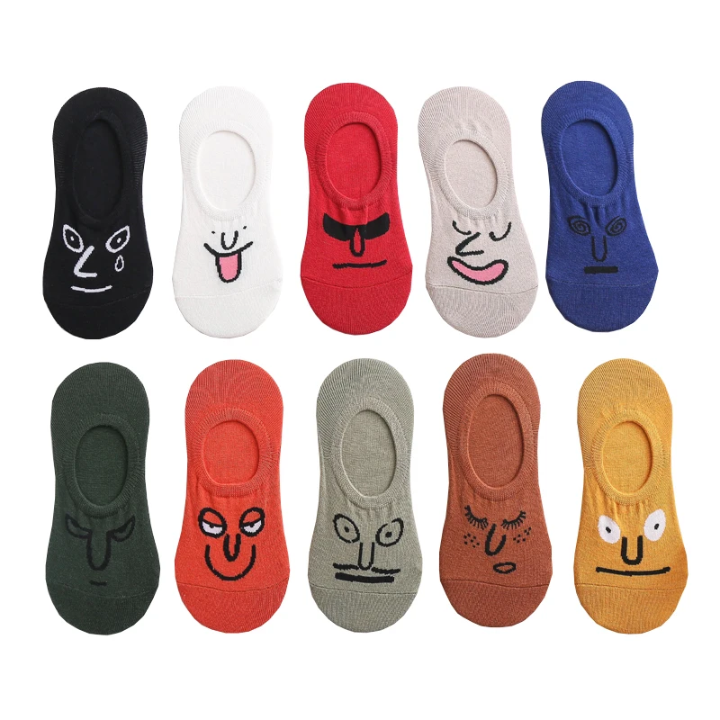 

1 Pair Knitting Expression Women Socks Cotton Invisible Candy Color No Show Funny Socks Women