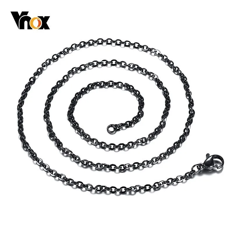 Ожерелье Vnox из нержавеющей стали о образной цепи черного цвета 2 4 мм 50/60