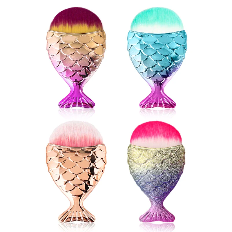 

7 Types Fishtail Bottom Cosmetic Brushes Soft Cleaning Dust Powder For Nails Care Manicure Tool Fish Tail Shape Nail Brush New