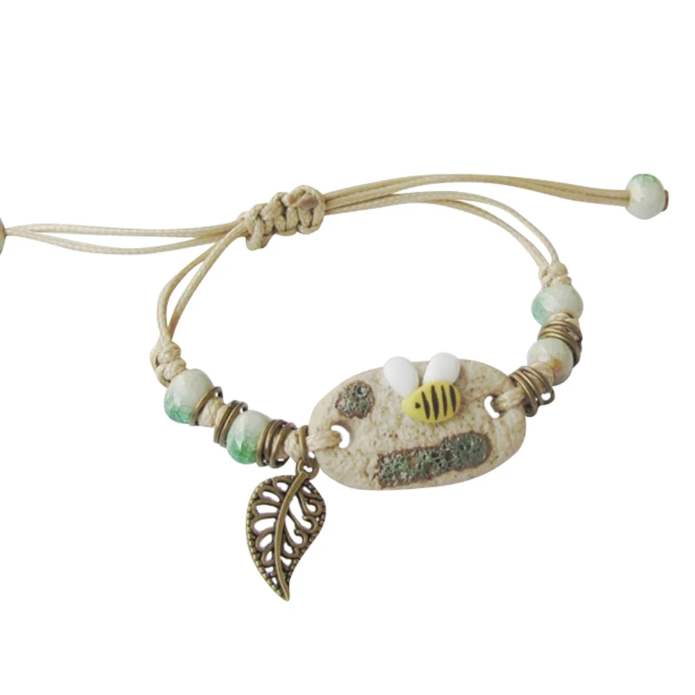 Керамический браслет с изображением маленькой пчелы/цветка для девочек