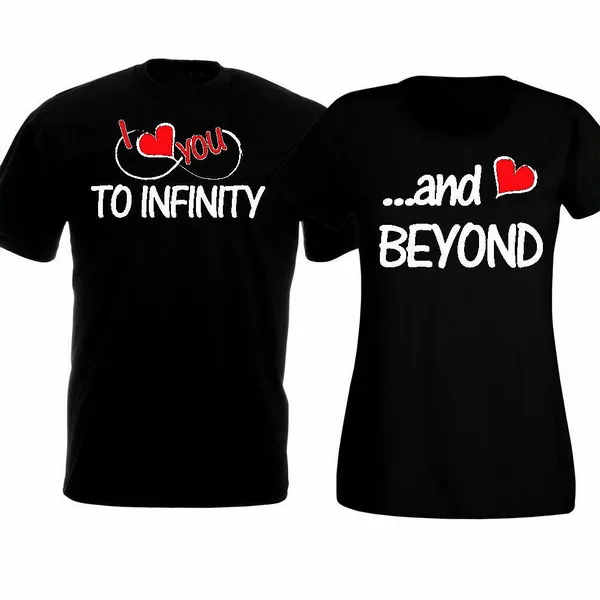 I Love You To Infinity And Beyond футболки топы для пар его подарок на Рождество базовые модели |
