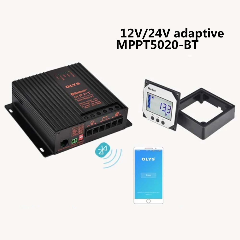 with monitor 20A Слежением за максимальной точкой мощности, 20A/40A Bluetooth Mppt Контроллер заряда для фотоэлектрических систем SOC интеллигентая(ый) контроллер автомобиля дома Питание Контроллер заряда 12/24V - Цвет: with monitor 20A