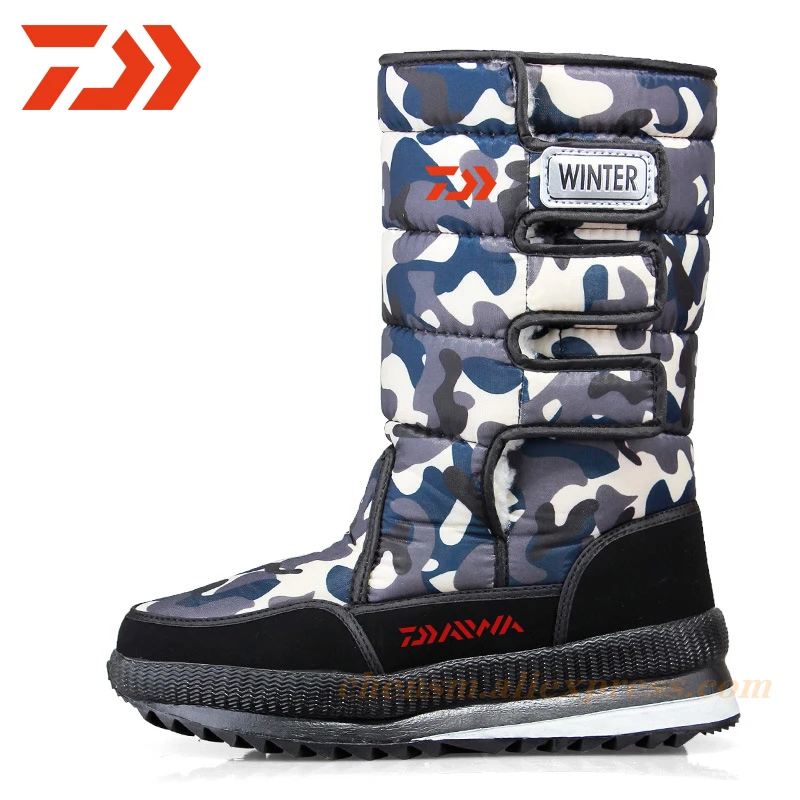 Daiwa 2021 Camouflage Snow Boots Platform Men Winter Fishing Shoes High Quality Warm Non-slip Waterproof for -40 Degrees | Спорт и