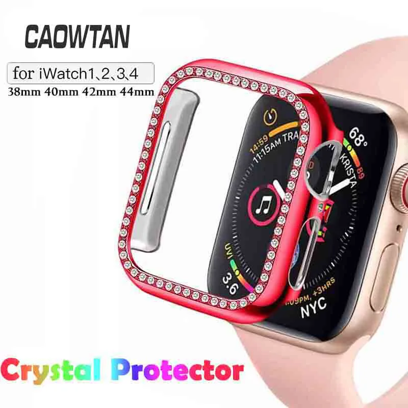 Кристальный защитный чехол для apple watch 4 3 2 1 38 мм 42 экран серии ПК с бриллиантами 40 44