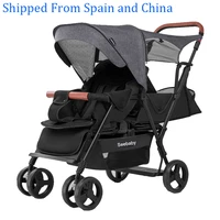 seebaby twins baby stroller double children 4 wheel baby stroller back seat with standing board t12 european style