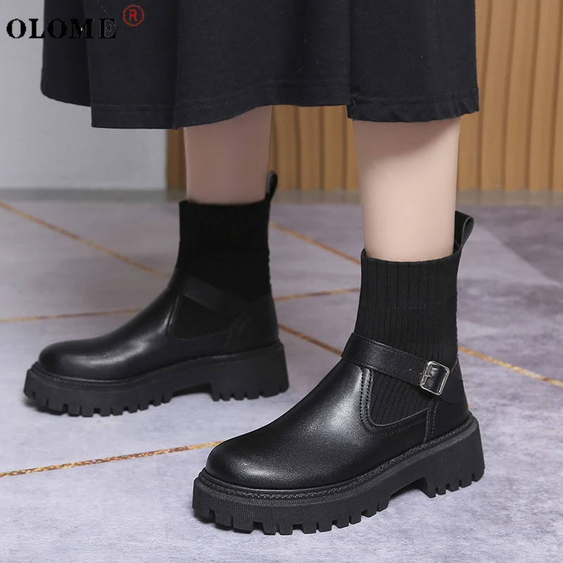 

Winter Ladies Ankle Boots Retro British Style Warm Women's Boots Ladies Motorcycle Boots Black Boots Women's Designer Boots