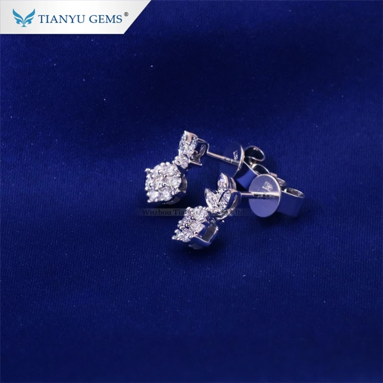 Tianyu драгоценные камни прекрасный стиль 10k золото моиссанит Алмаз серьги |
