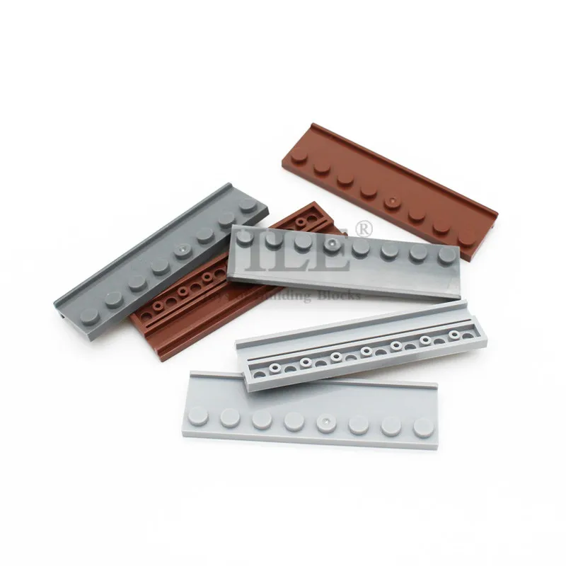 Moc Building Brick Plate Modified 2x8 with Door Rail 30586 Creative DIY Enlighten Blocks Classic Compatible Assembles Particles