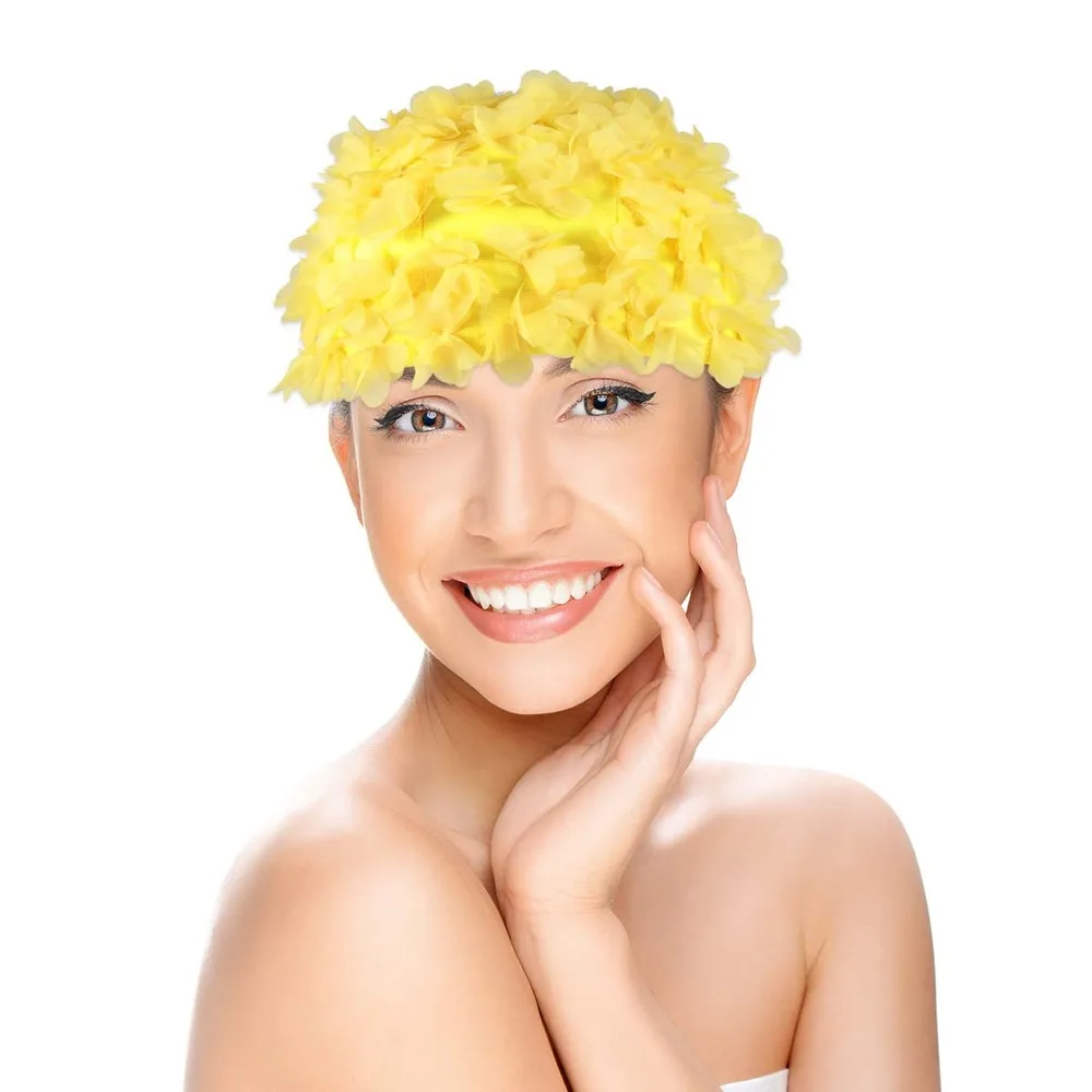 

1PC Swim Cap Comfortable 3D Flower Swim Hat Swimming Cap Breathable Swim Hat for Swimming Girls )