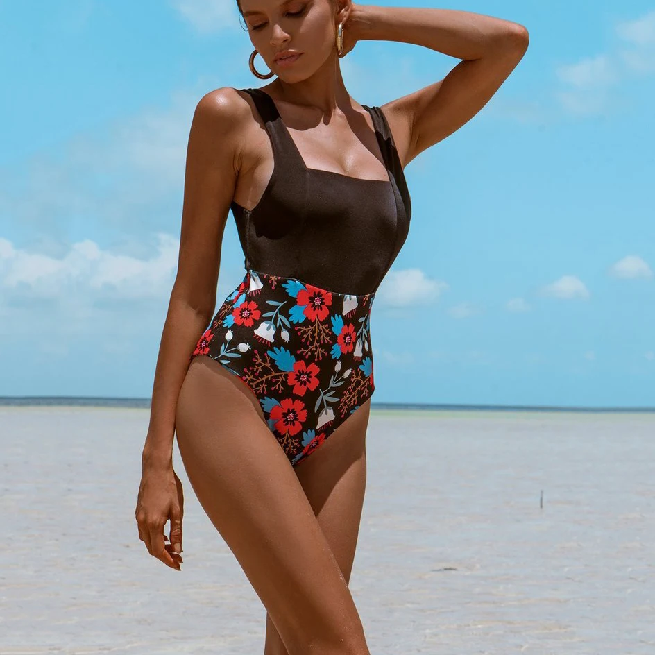 

One Piece Swimsuit Women 2020 Swimwear Sexy Patchwork Bathing Suit Women Swimming for Beachwear Monokini High Waist Swimsuits