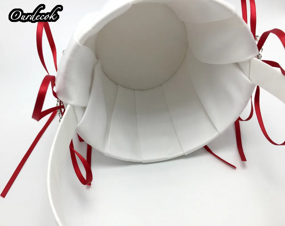 OurDecor 4 шт./компл. Красное Свадебное Украшение свадебное атласное кольцо Подушка +