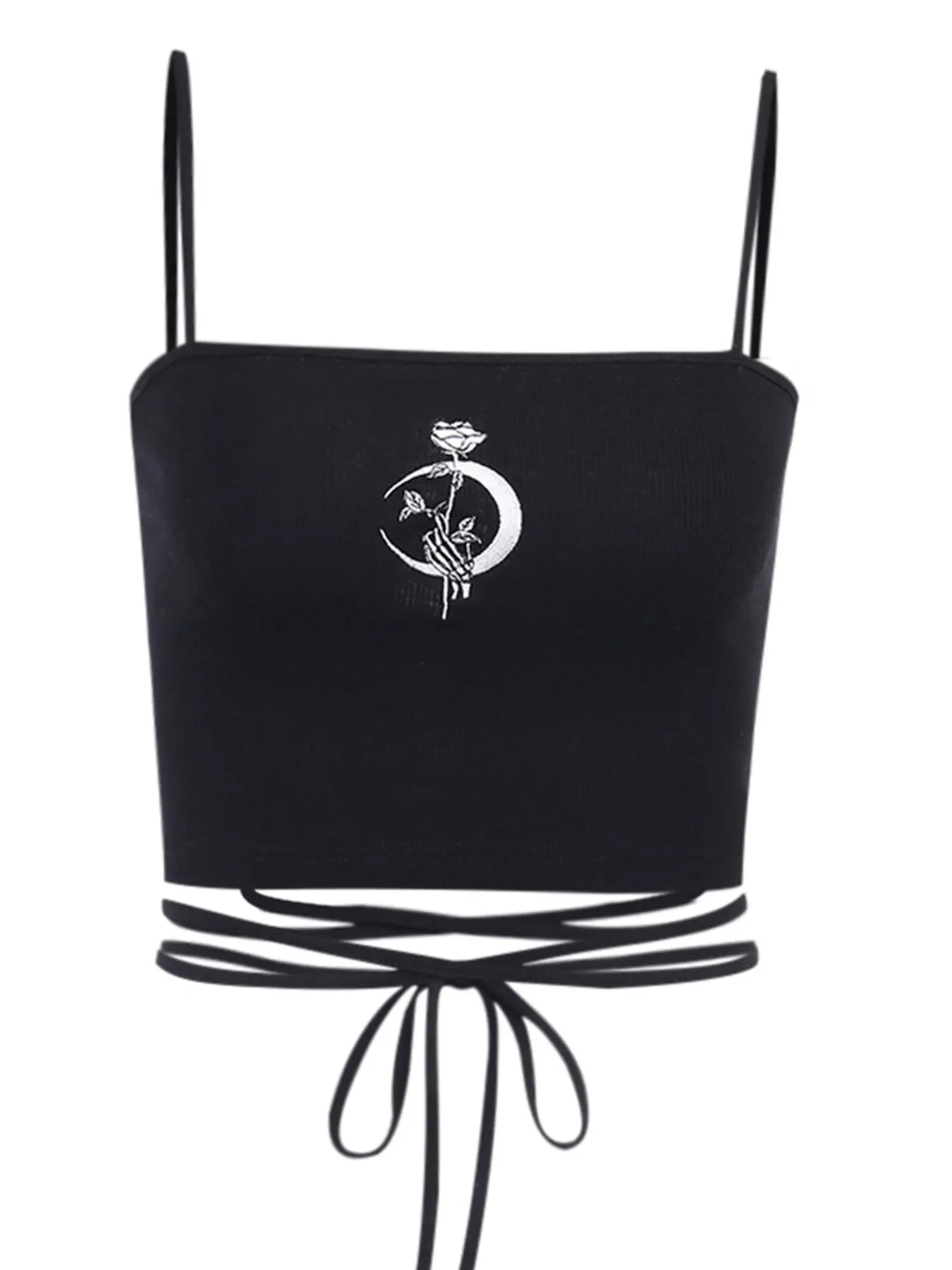 Женский укороченный топ на бретелях готический Топ без рукавов с принтом и