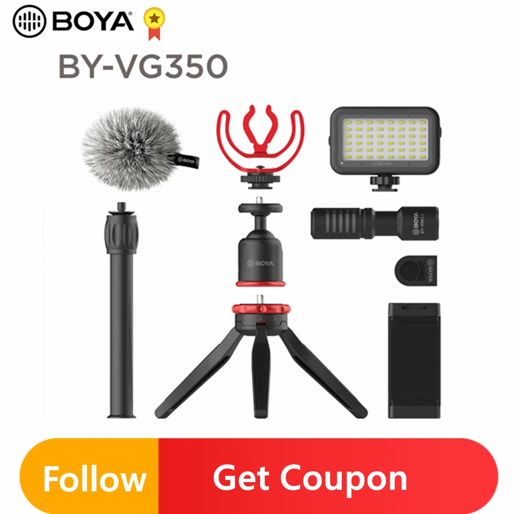 

BOYA BY-VG350 BY-VG330 видеомикрофон светодиодный светодиодсветильник кой штатив держатель для телефона набор для DSLR камеры смартфона Vlog Live Show