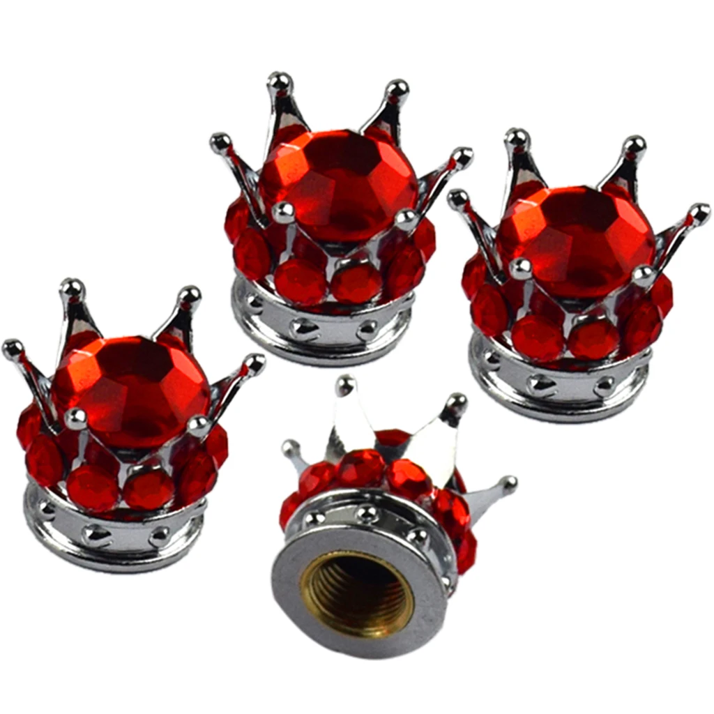 

4 Pack Valve Stem Caps, Handmade Crown Universal Car Tire Valve Caps Chrome,Attractive Dustproof Bling Car Accessories