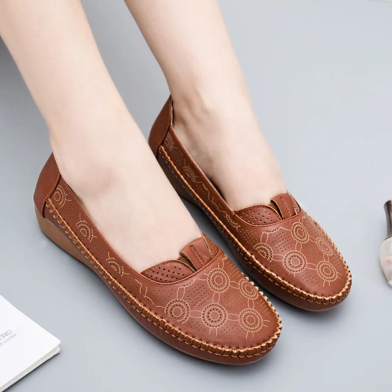 2019 г. Весенне-осенняя повседневная обувь для мам тонкие туфли среднего возраста