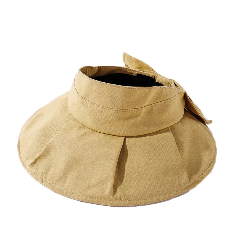 

south Korean web celebrity pure color empty hat fold bowknot is no big along the cap han edition joker leisure sun hat