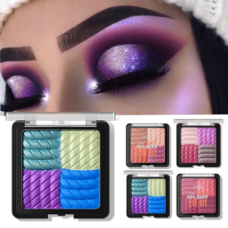 Профессиональная Палетка блестящих теней для век 4 цвета с высокой зажигалкой