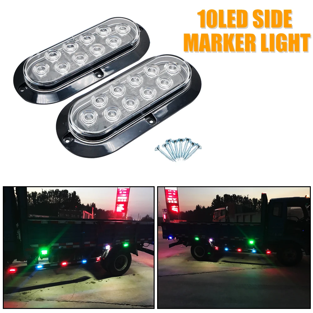 

Pair Truck Side Marker Light Tail Lamp 10LEDs White Reverse Signal Indicator Light Exterior for Caravan Van Lorry Car RV Camper