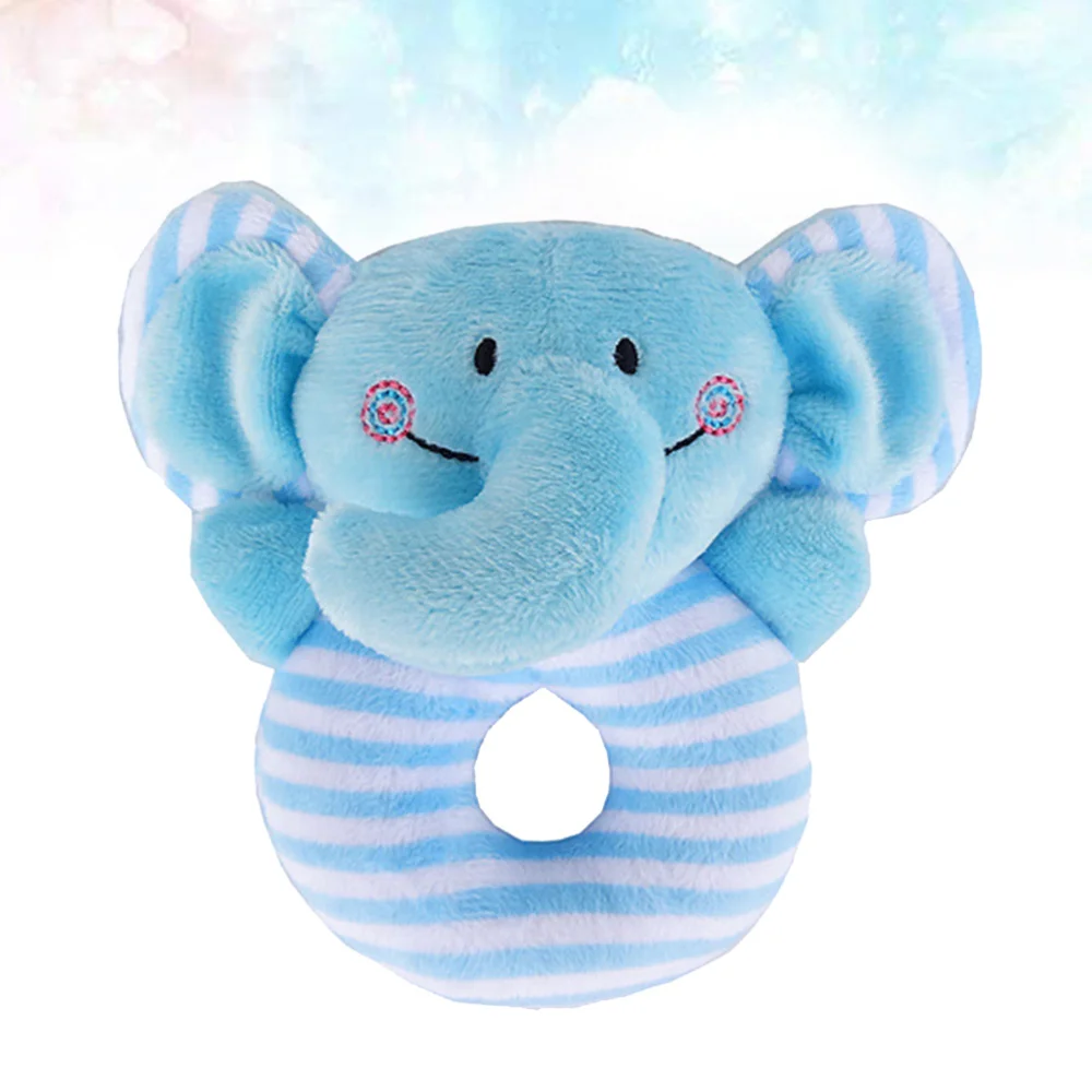 

Animal Baby Hand Rattle Squeaker Developmental Educational Animal Rattles Infant Baby Toys(Blue Elephant)