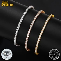 2 5mm 5mm moissanite tennis chain bracelets 925 sterling silver menswomen hip hop jewelry