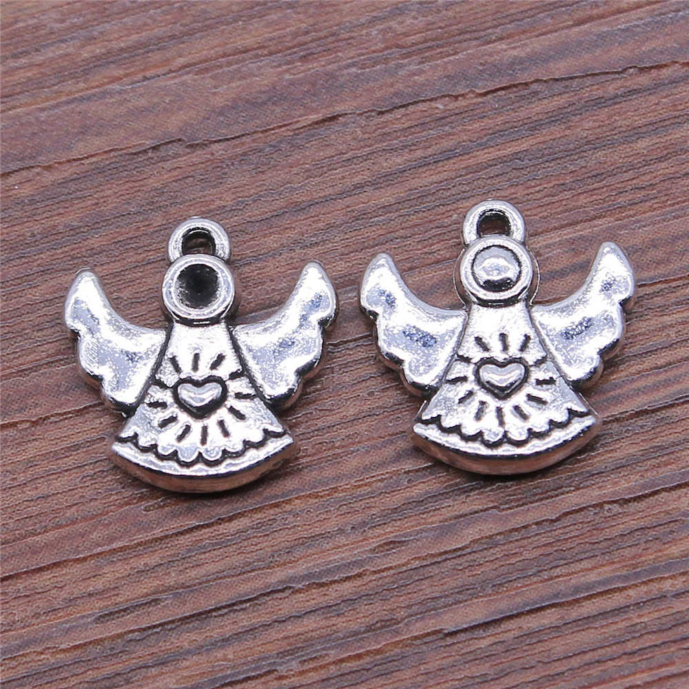 

WYSIWYG 20pcs Charms Lovely Pray Angel 14x13mm Antique Silver Color Pendants DIYCrafts Making Findings Handmade Tibetan Jewelry