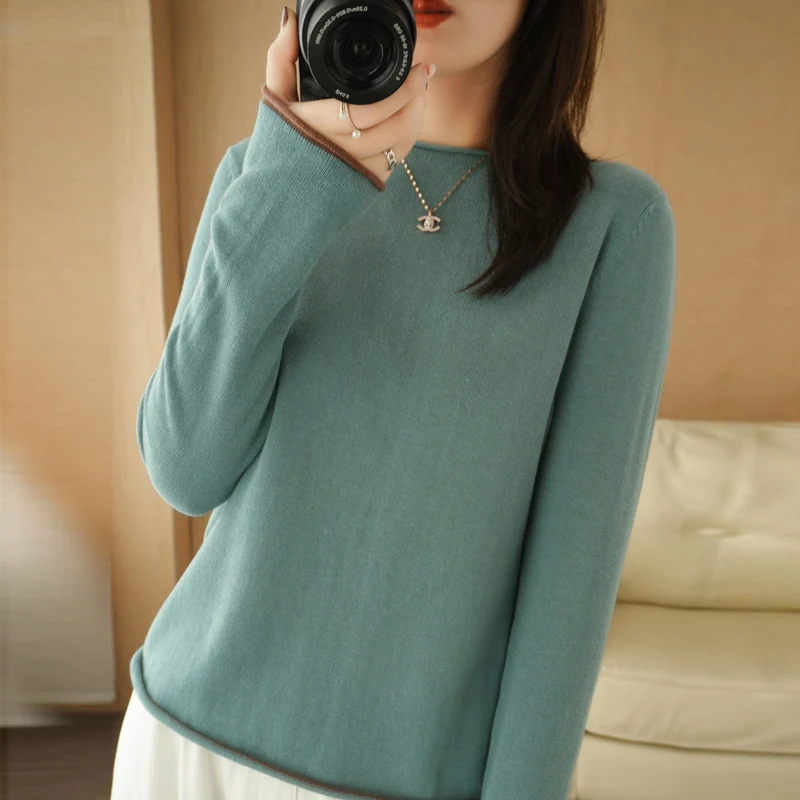

2021 Spring Cotton Women Sweatshirts Long Sleeve O-neck Tshirts Plus Size Fashion Tees Casual Slim Women Tops Solid Color Shirts