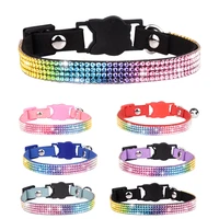 pet collar cat rhinestone collar with bell breakaway cat bling collar adjustable safety buckle collars for kitten cat puppy dogs
