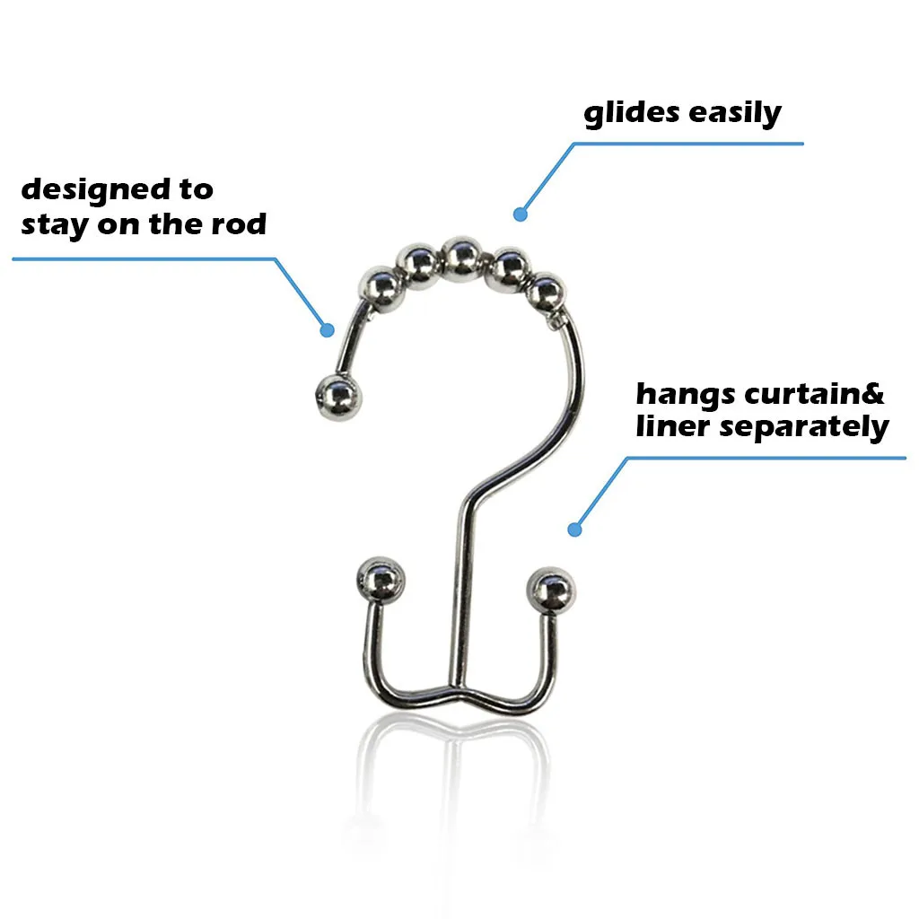 10 шт. крючки для ванной роллер ванны занавески душа s скользящие кольца