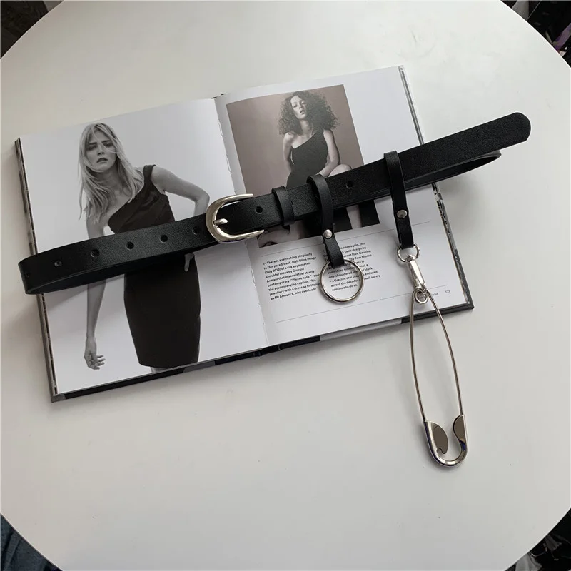 

Women's Golden Pin Buckle Thin Belt Dress Adornment Belt Casual Pu Leather Waistband