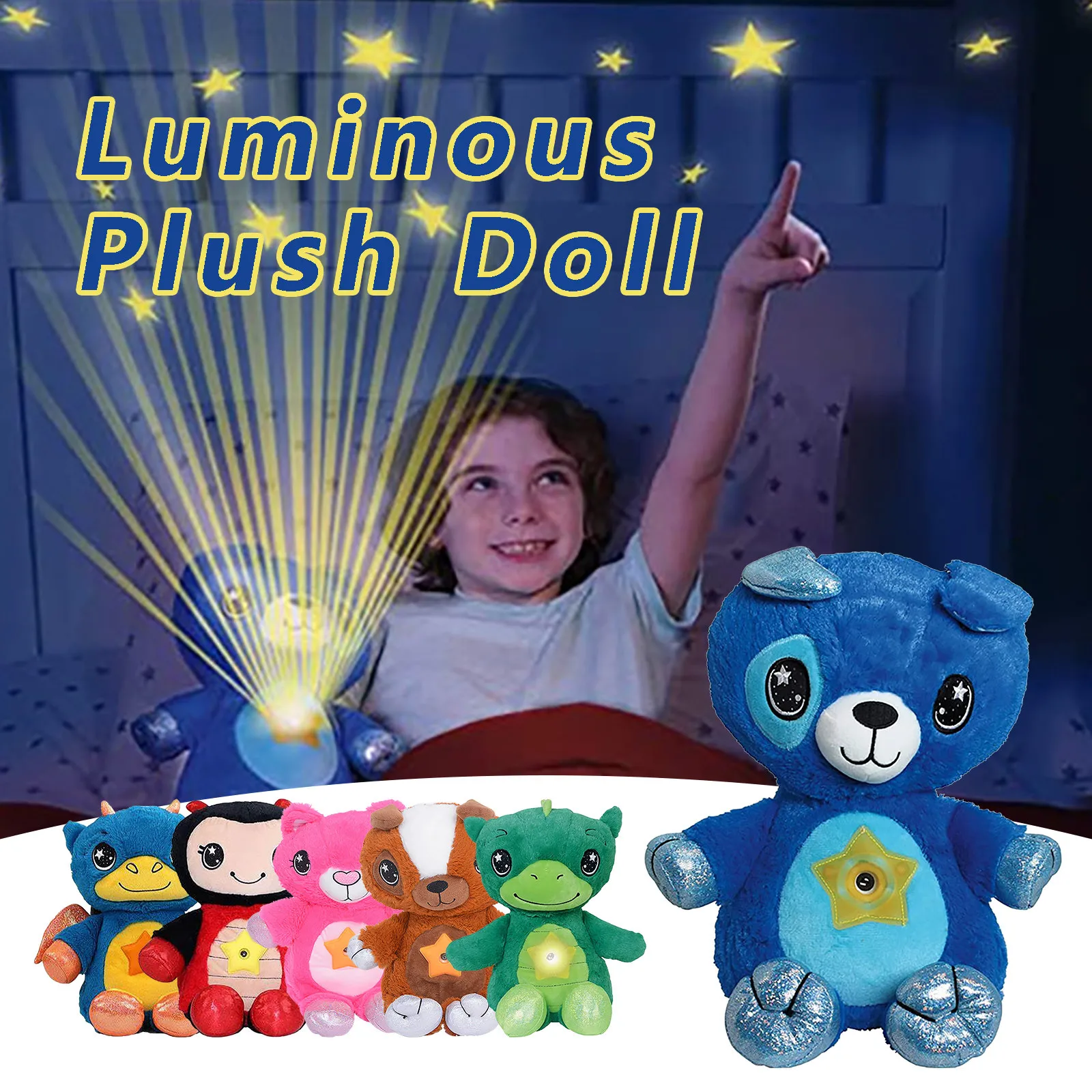 

Star Dream Projection Lamp Children Cartoon Plush Christmas Lamp Toy Lamp