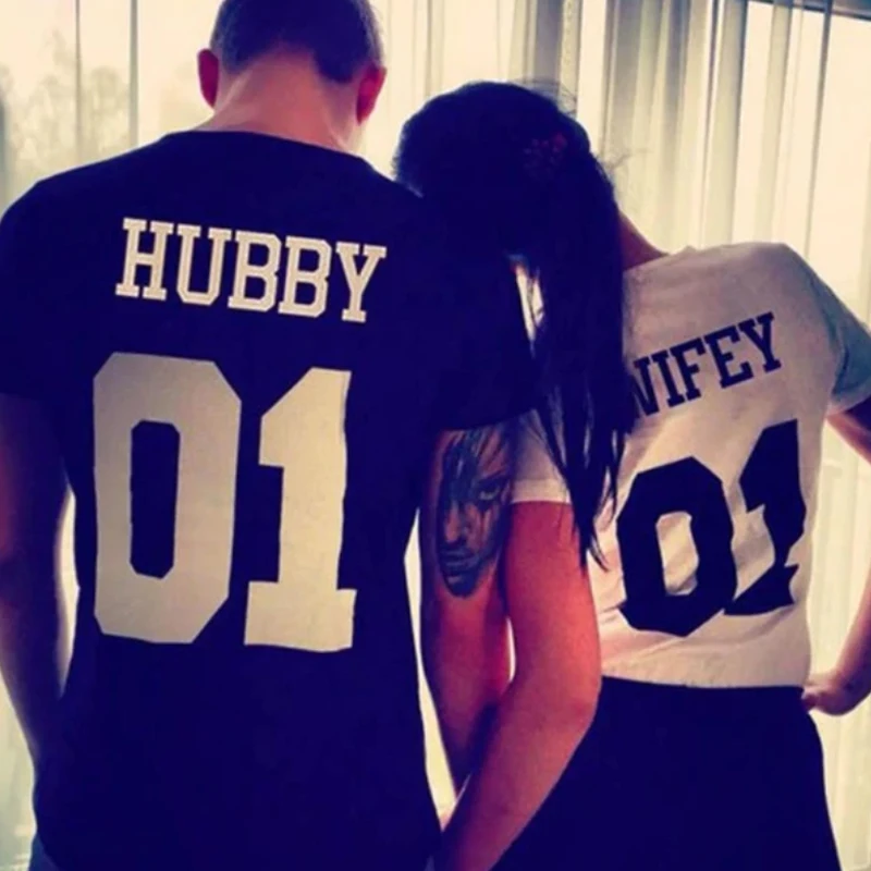 

Hubby Wifey T-shirt Funny Women Honeymoon couples Tee Shirt Top
