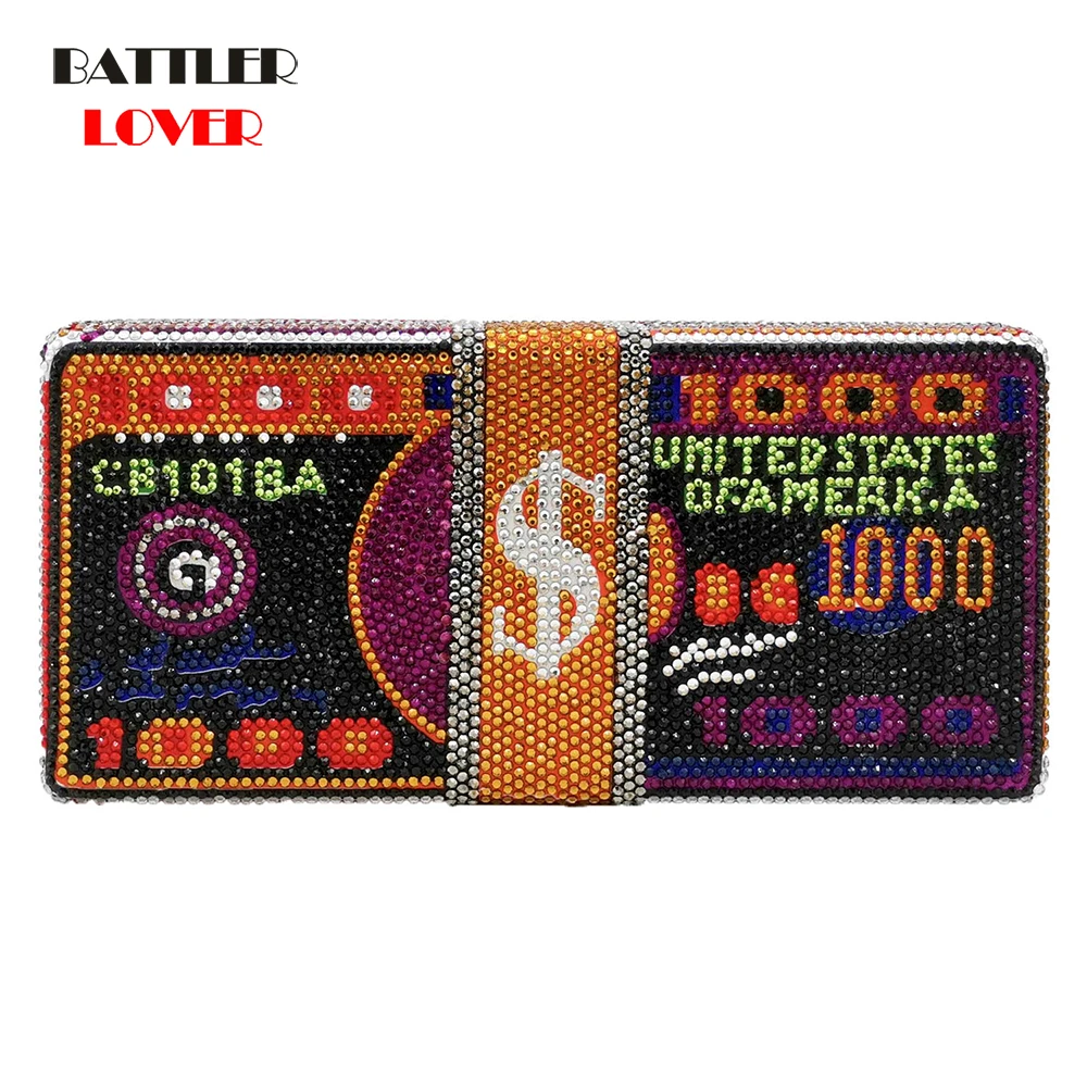 Забавная женская кошелек со стразами клатч вечерние дамские сумочки на застежке