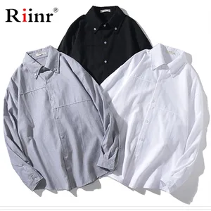 Riinr новые мужские клетчатые повседневные рубашки, мужские модные высококачественные приталенные рубашки, мужские рубашки с длинным рукавом, рубашки-смокинги