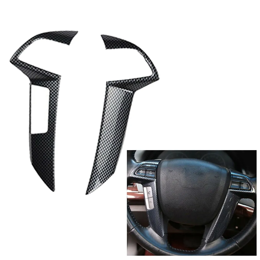 

2Pcs Car Interior Steering Wheel Decoration Cover Trim Carbon Fiber For Nissan Honda Accord 2008-2012 Auto Car Styling