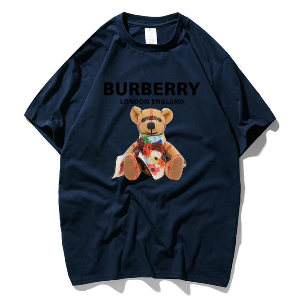 

Cute Bear printed cotton T-shirts are unisex round summer short-sleeved shirts for both men and women Package mail