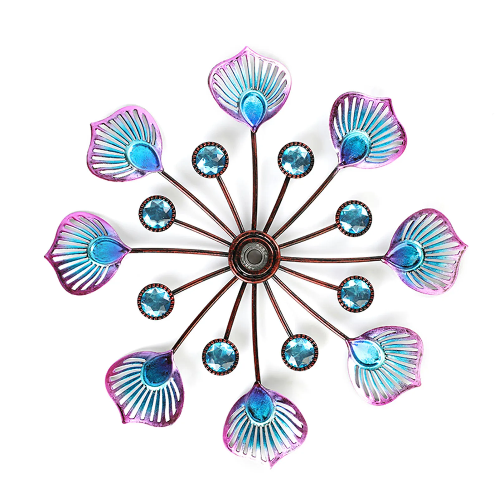 

Peacock Tail Shaped Windmill Wrought Iron Ground Insert Decoration for Outdoor Garden