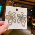 Новые простые индивидуальные серьги с инкрустированными полыми бриллиантами в виде цветка для женщин корейские модные серьги ювелирные изделия для вечеринок аксессуары Подарки