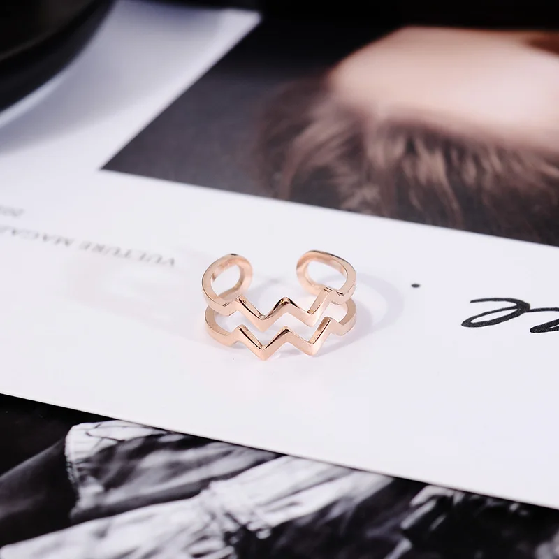 Ювелирные изделия из титановой стали YUN RUO 316L волнистое Открытое кольцо мозаика