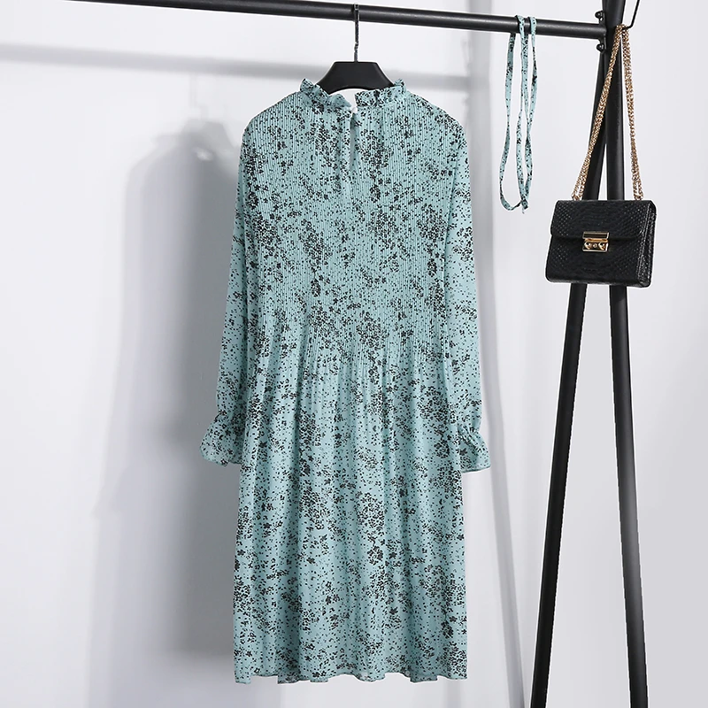 Летнее женское платье с цветочным принтом в Корейском стиле; Повседневные Вечерние платья до середины икры с длинным рукавом в винтажном стиле; Vestidos; милая одежда