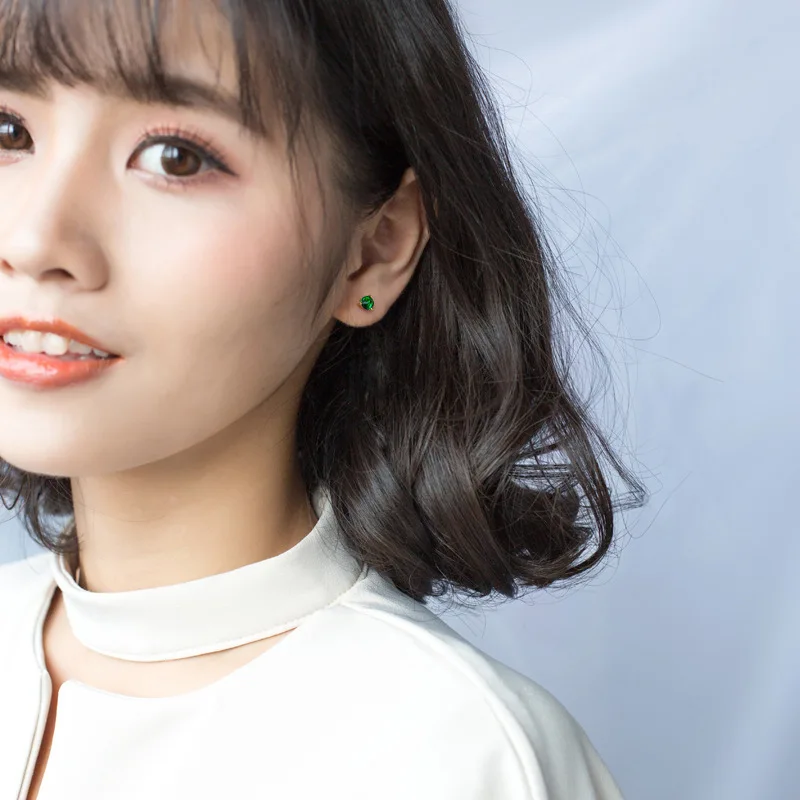 Настоящие женские серебряные серьги помолвка Изумрудный зеленый простой