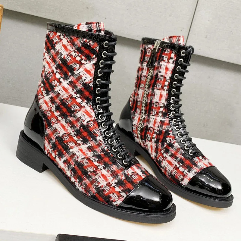 

Luxury Brand Women Ankle Boots Genuine Cow Leather Fashion Lace Up 2021 Autumn Winter New Female Ladies Black Boots Shoes Botas