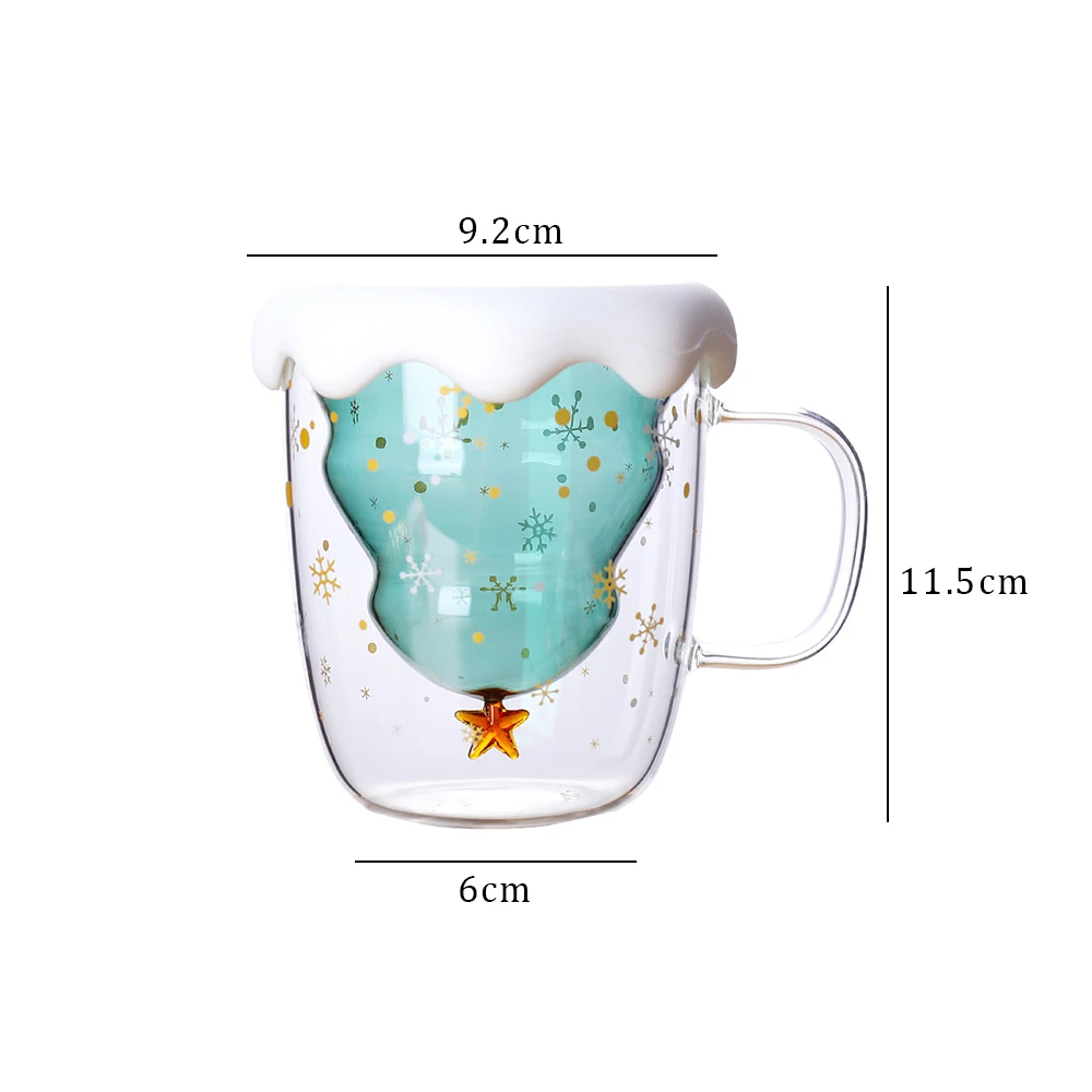 

300ML Christmas Mug Glass Creative Starry Sky Coffee Milk Cup Double Layer Water Cups Xmas Gifts For Kids New Year Gifts