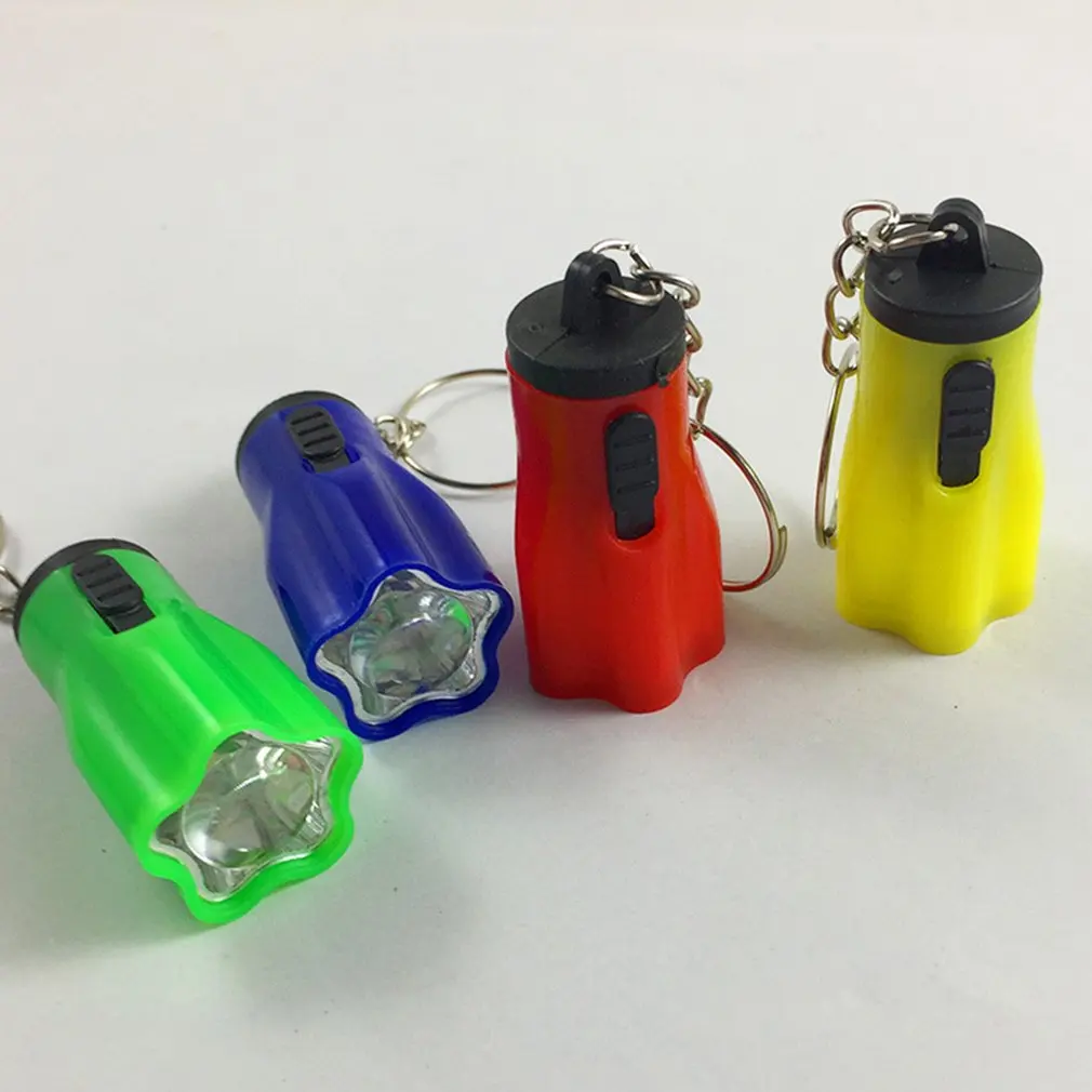 1pcs mini LED Keychain Flashlight Key Chain Hand Torch Keyring Portable Light Lamp Emergency Plastic Button Cell Powered Plum | Лампы и