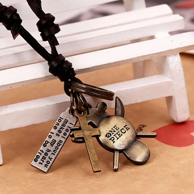 Готическое аниме цельное ожерелье из кожи плетение ручная работа Череп мужские и