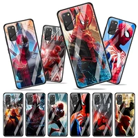 marvel spiderman hero for samsung galaxy s20 fe ultra note 20 s10 lite s9 s8 plus luxury tempered glass phone case cover