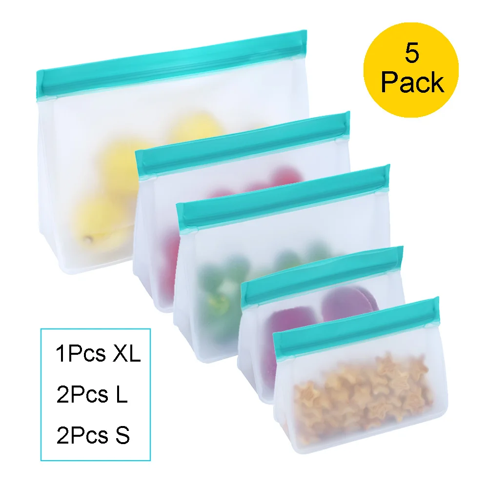 Многоразовые Slicone сумки для хранения еды легко уплотнение Ziplock Ланч морозильник сумка для детей свежие контейнеры для еды домашний кухонный Организатор