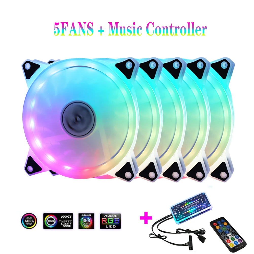 

120mm Case Fan Cooler PC Air Cooling Fans Adjustable 6PIN RGB Speed Color Radiator 12V Mute Computer Ventilador