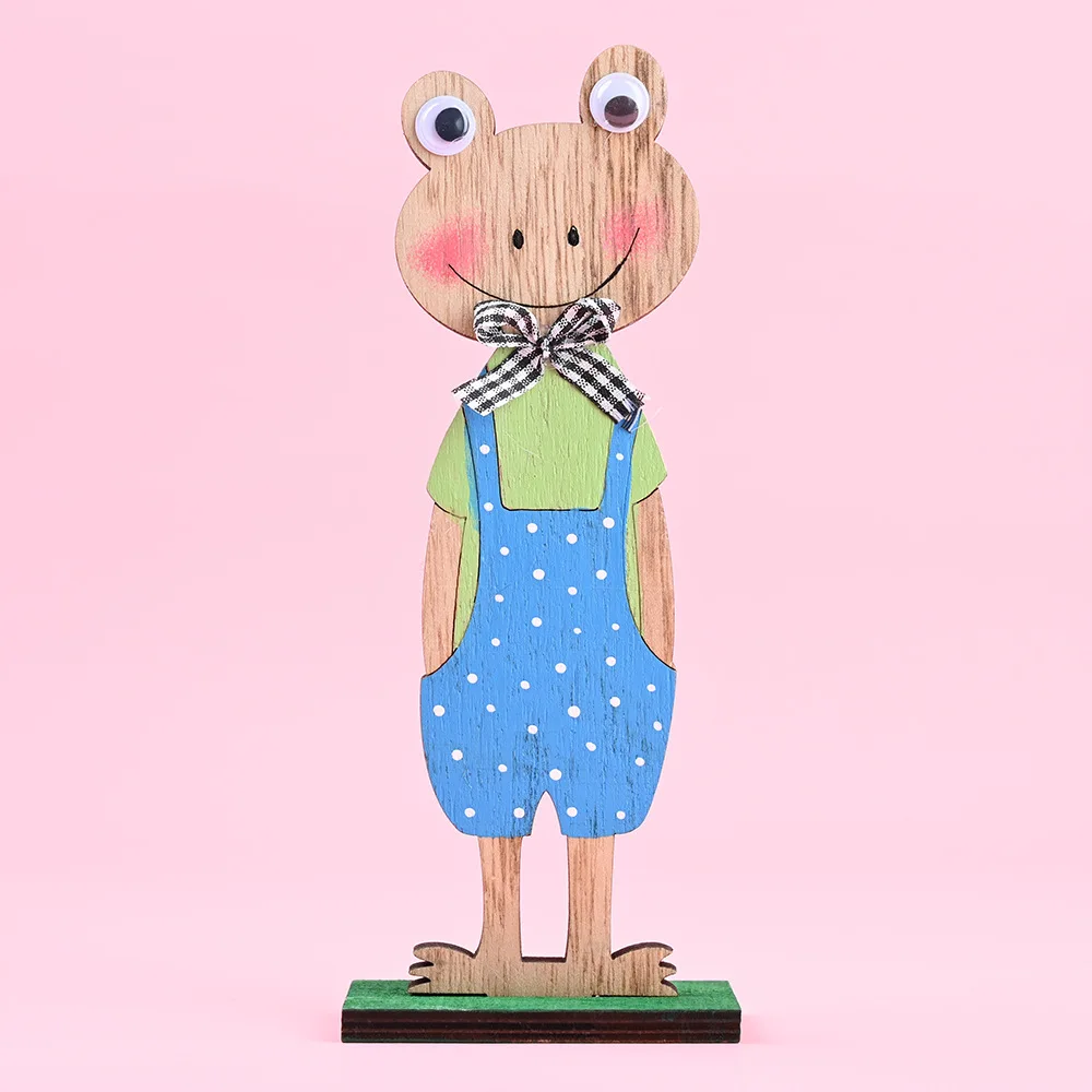 Пасхальный кролик лягушка деревянное украшение для дома и рабочего стола